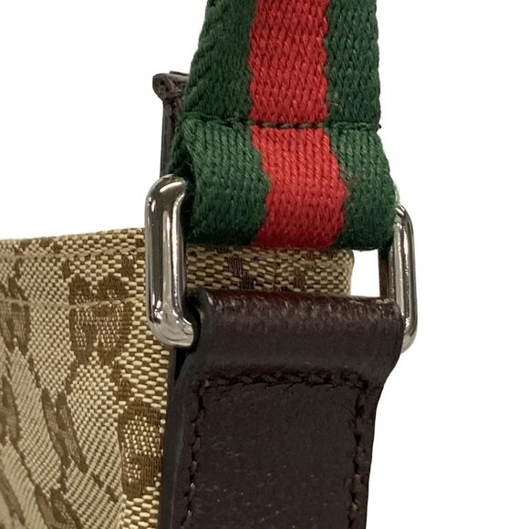Auth GUCCI GG Pattern, Shelly (Web) 189749 Beige Red Green Jacquard Leather - Picture 9 of 16